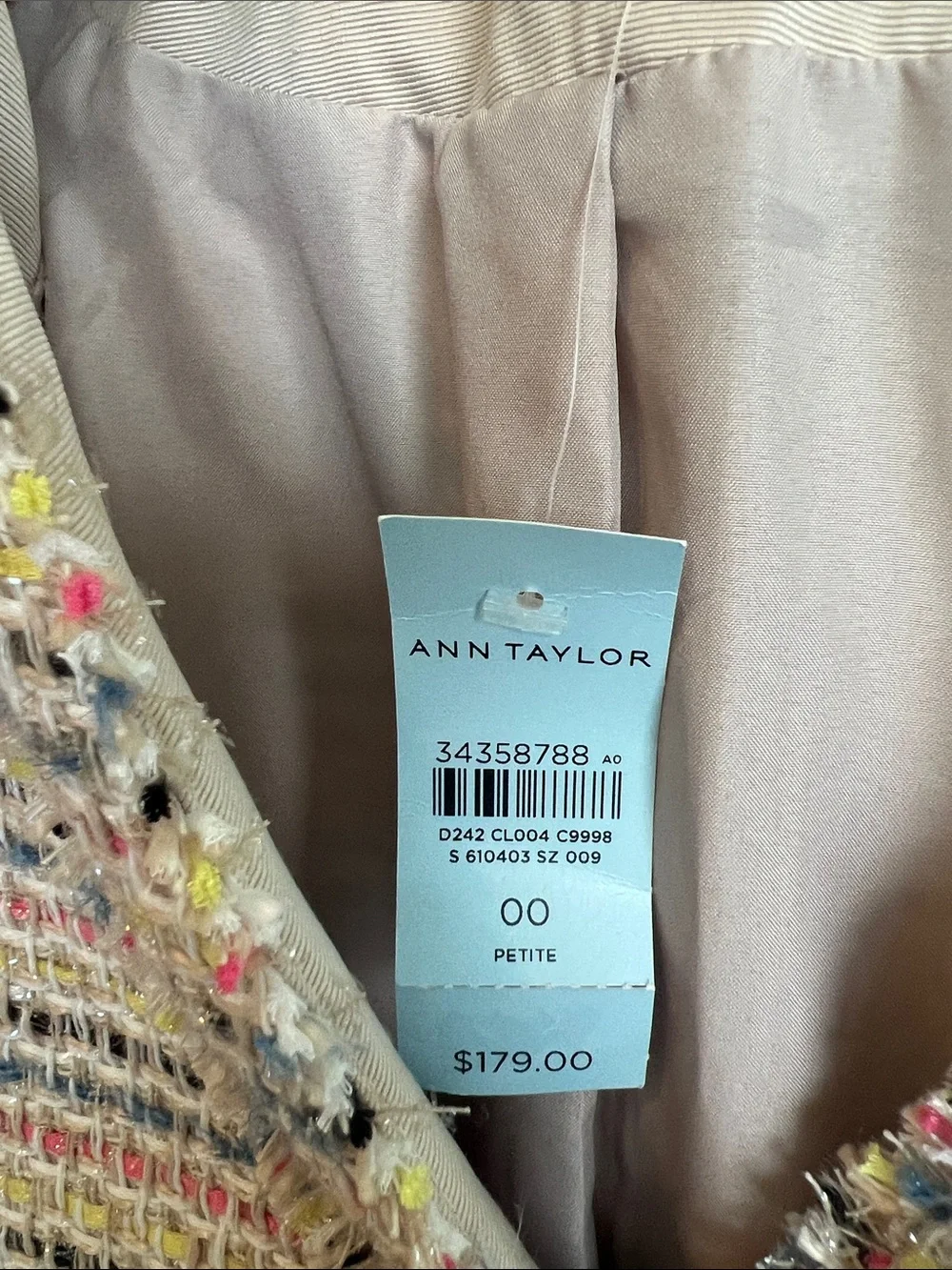 Ann Taylor Pastel Striped Tweed Jacket / Skirt included